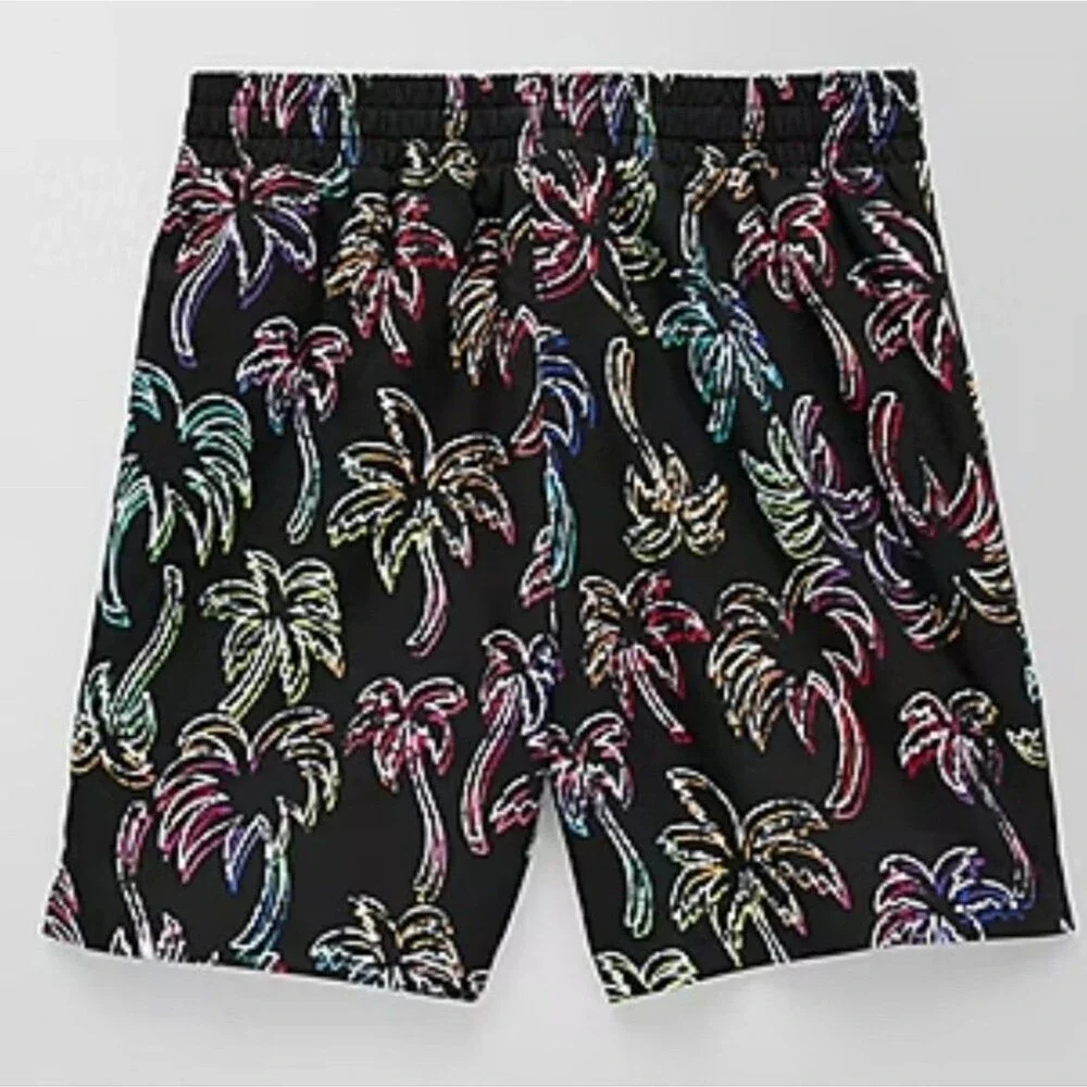 Thereabouts Boy's XL 18/20 Swim Trunks Short Boardshorts Black Palm Trees